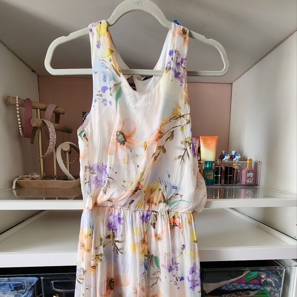 Lara Guidotti Silk blend floral maxi tiered dress made in Italy - Picture 2 of 5